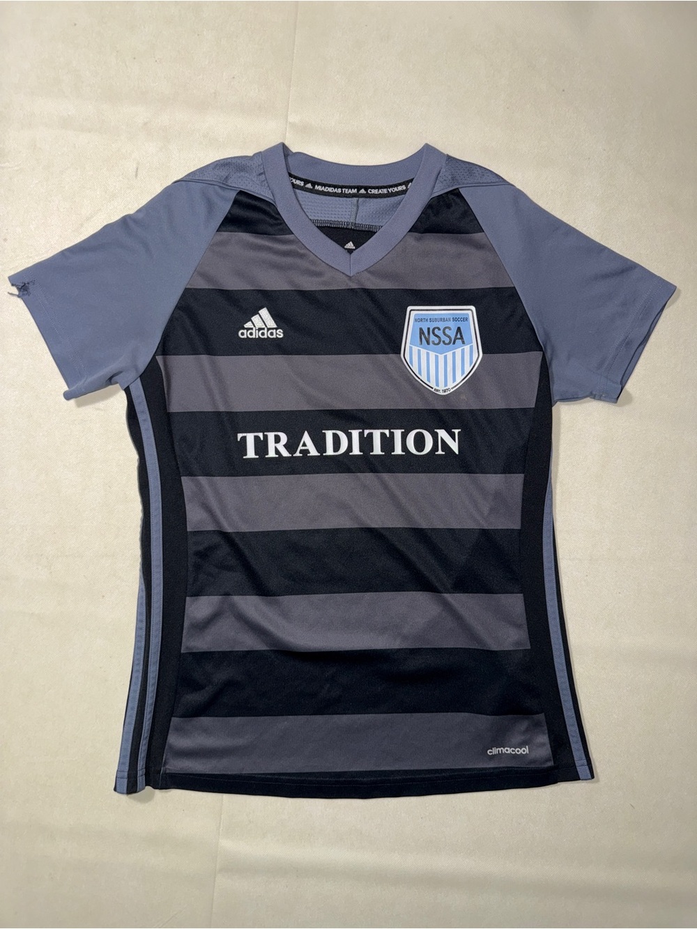 adidas Kids NSSA Tradition Short Sleeve Jersey in Charcoal and Gray